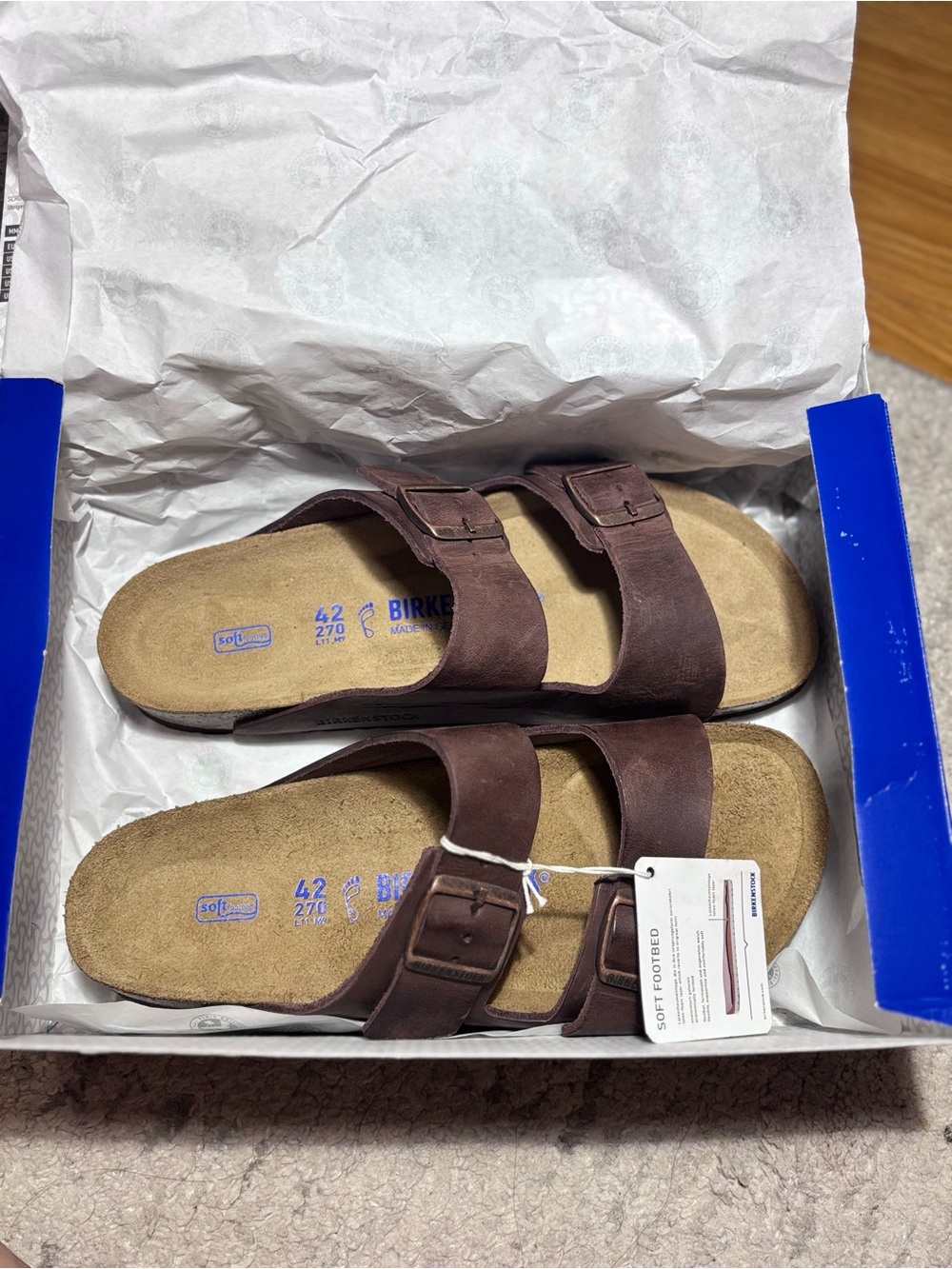 Birkenstock Men's Arizona Soft Footbed Sandals - Dark Brown Suede